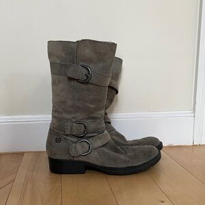 Born brand Gray Suede Mid-Calf Buckle Boots